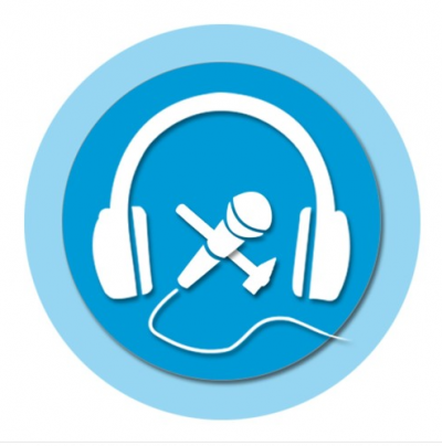 Ende Gelände Logo mit Kopfhörern und Mikrofon
