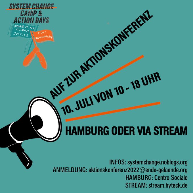 Megaphon "spricht": Auf zur Aktionskonferenz, 10. Juli von 10 - 18 Uhr; Hamburg oder via Stream. Stream: stream.hyteck.de