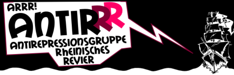Logo AntiRRR Text: ARRR!- ANTIRRR - Antirepressionsgruppe Rheinisches Revier
