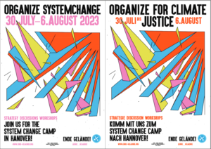 Plakat-Designs fürs System Change Camp
